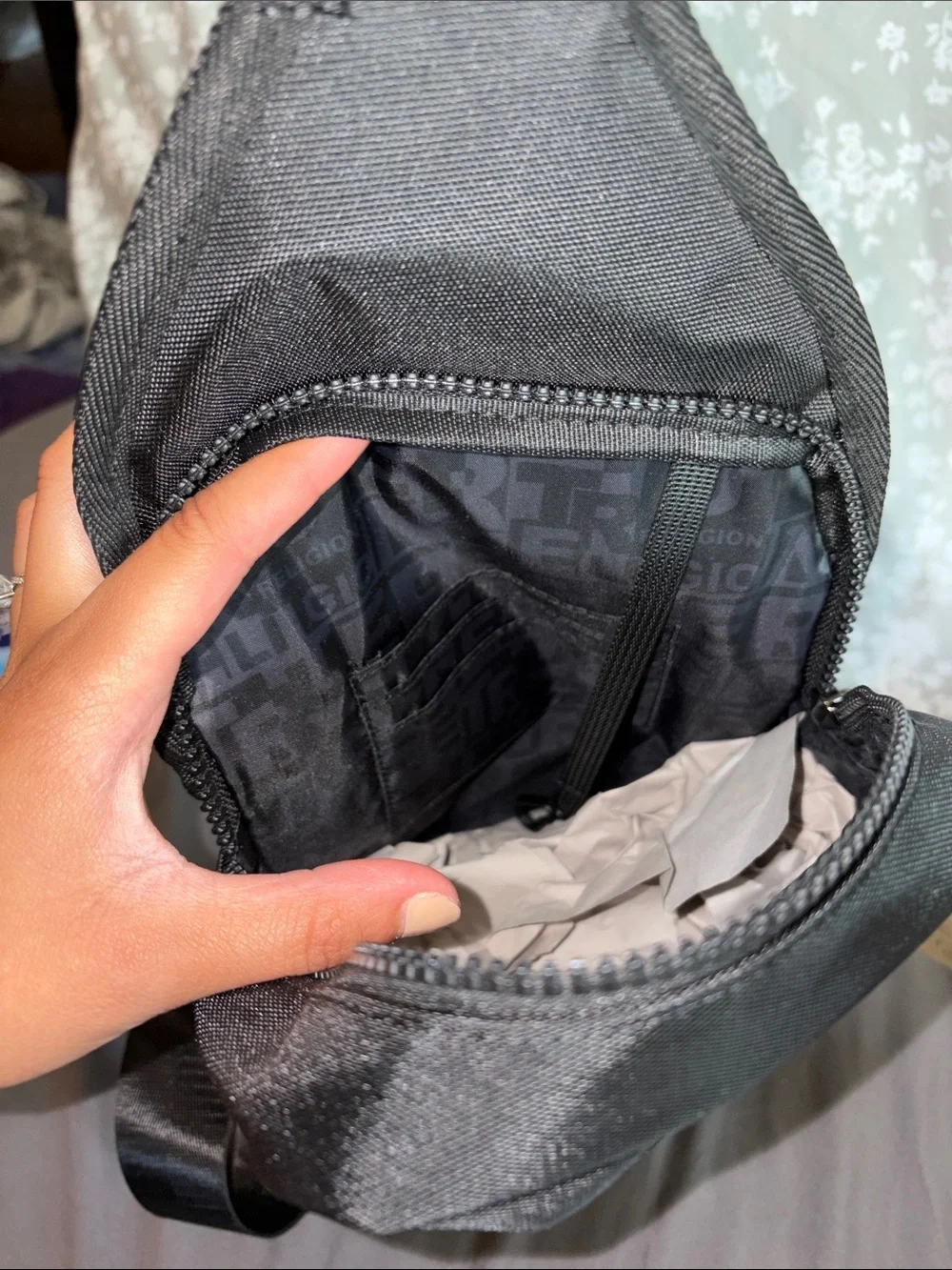 True Religion Black Sling Crossbody Bag